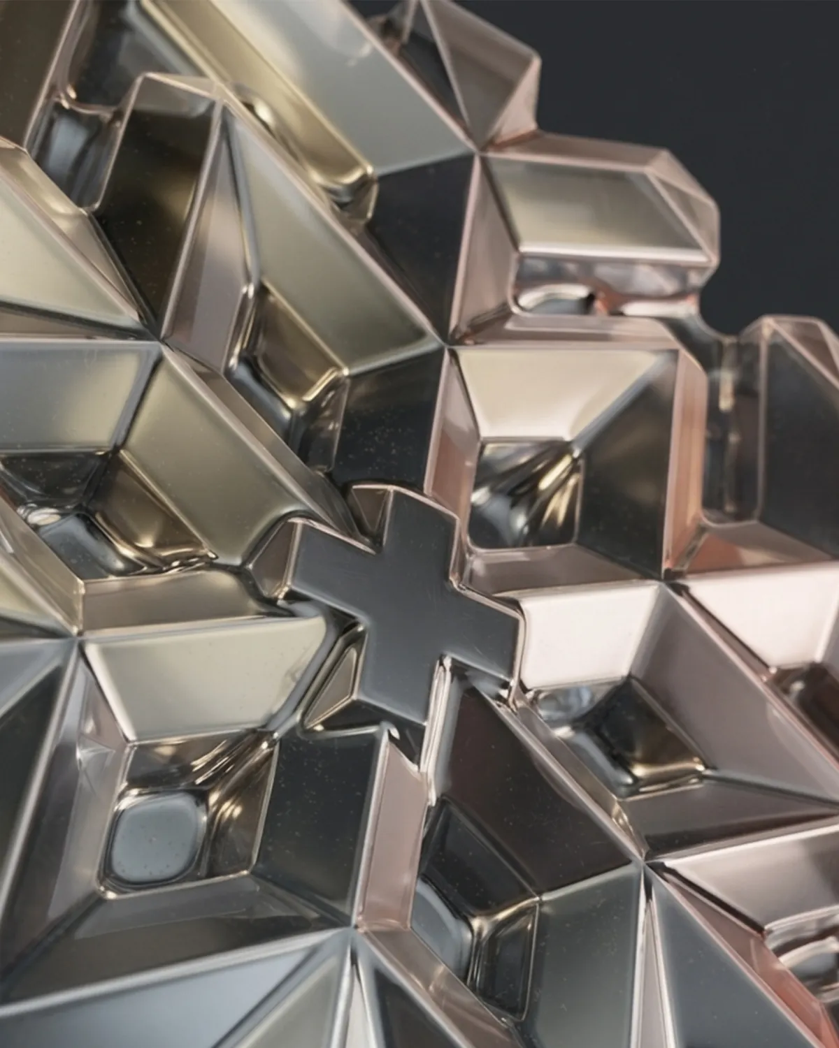 Gros plan du calage thermoformé du Flocon : la feuille transparente reprend chaque facette et la croix centrale