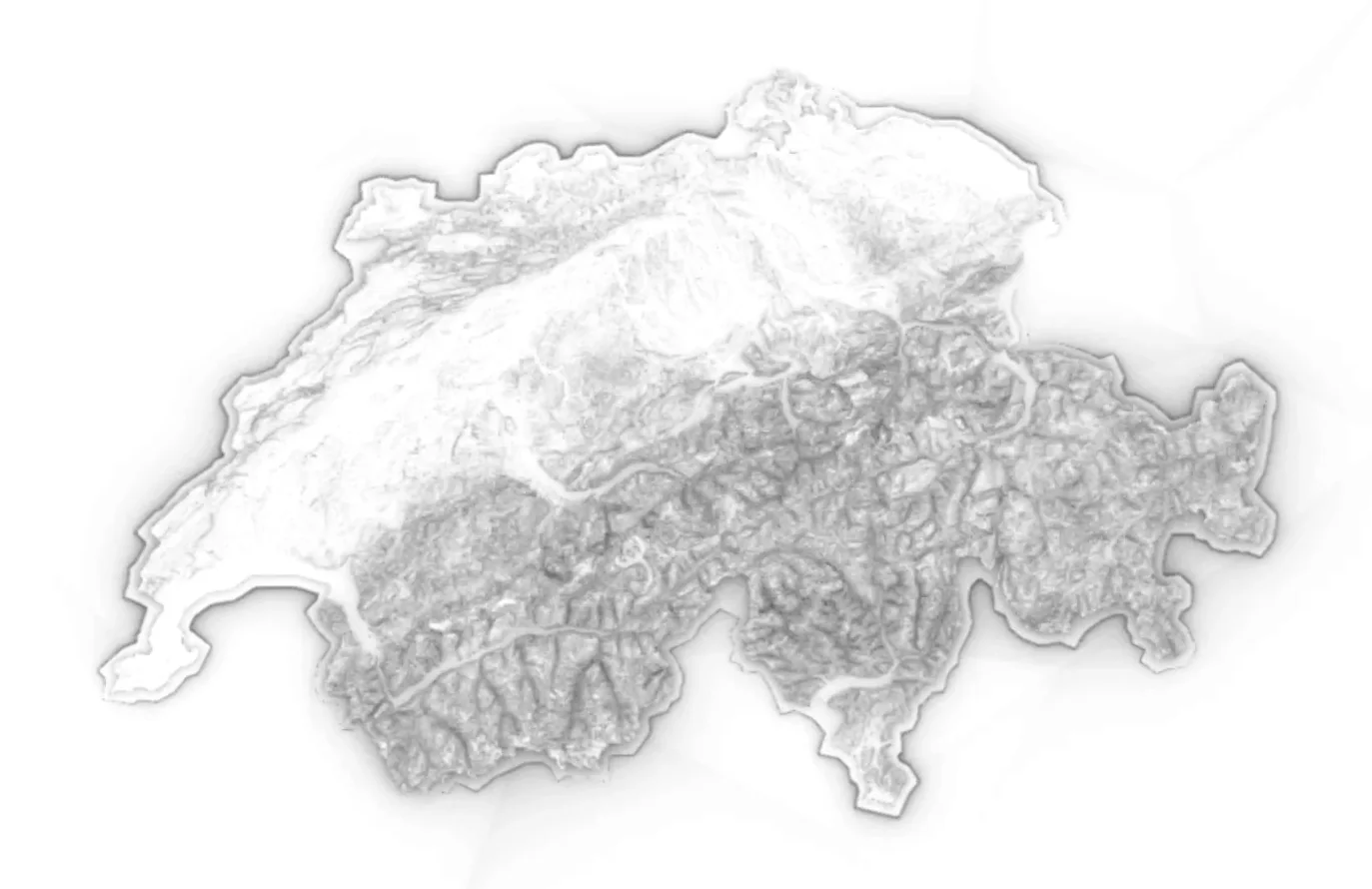 Planche de dépôt de La Suisse : le relief du pays dessiné au trait, du Jura aux Alpes